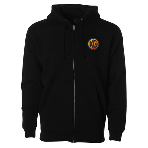 KC HiLiTES 70313 KC Hoodie Zip-Up Racer Logo Front Original Logo Back Black 4X-Large