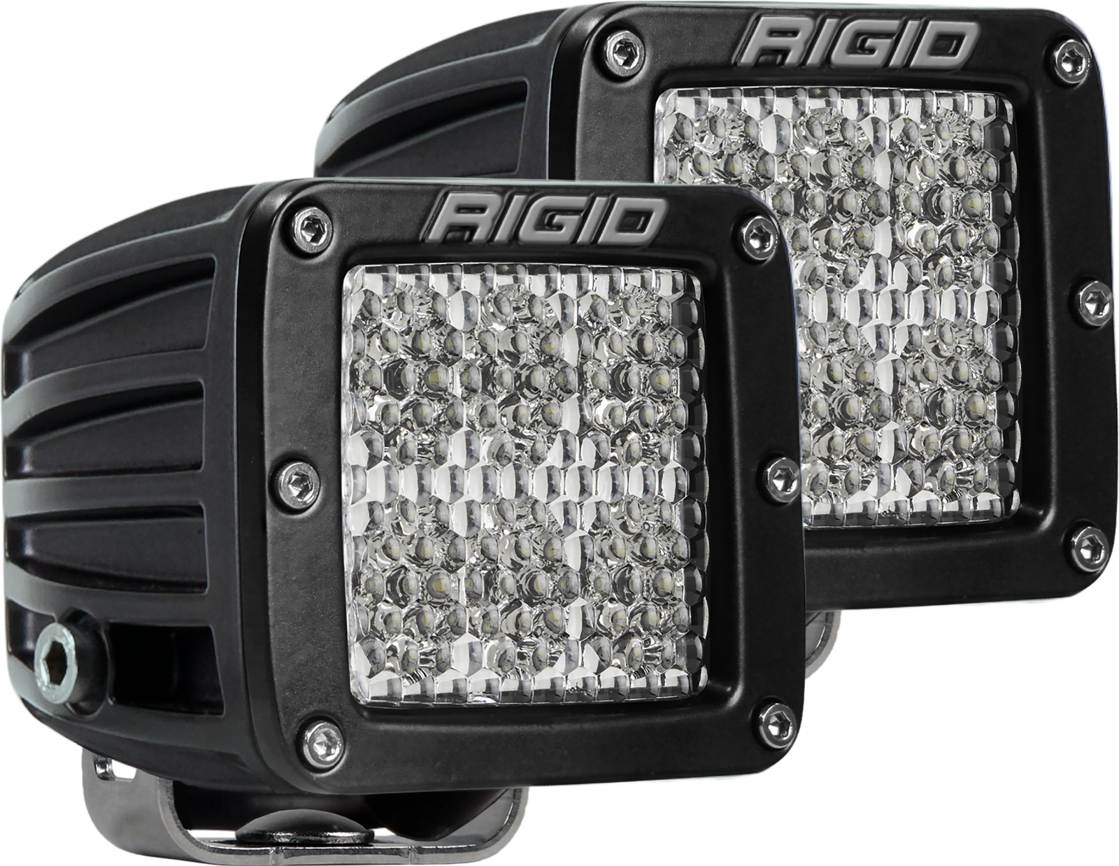 RIGID D-Series PRO LED Light, Flood Diffused, Surface Mount, Black Housing, Pair