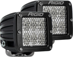 RIGID D-Series PRO LED Light, Flood Diffused, Surface Mount, Black Housing, Pair