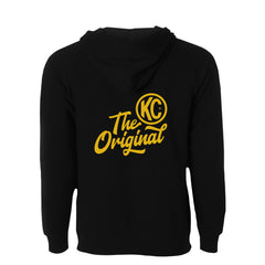 KC HiLiTES 70314 KC Hoodie Zip-Up Racer Logo Front Original Logo Back Black 5X-Large