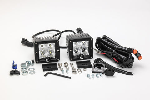 KC Hilites 3 in C-Series C3 LED - 2-Light System - 12W Flood Beam