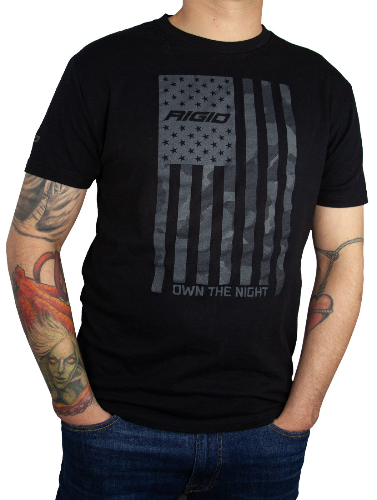 RIGID Industries 1057 RIGID T-Shirt, US Flag, Black, 2X-Large