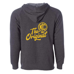KC HiLiTES 70307 KC Hoodie Zip-Up Racer Logo Front Original Logo Back Heather Gray Small